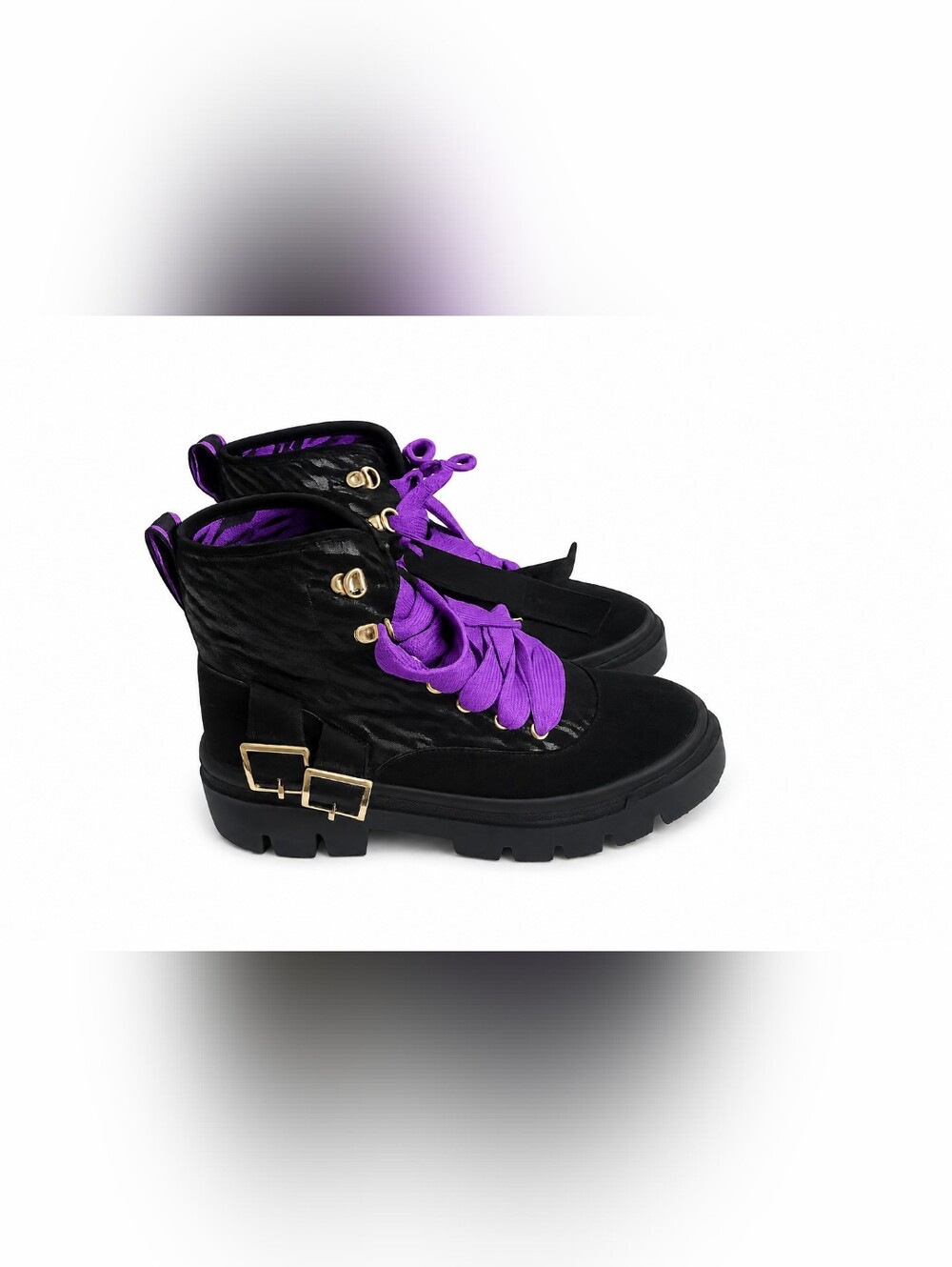 Keds x Monster High Black Suede Lace-Up Boots with Purple Laces